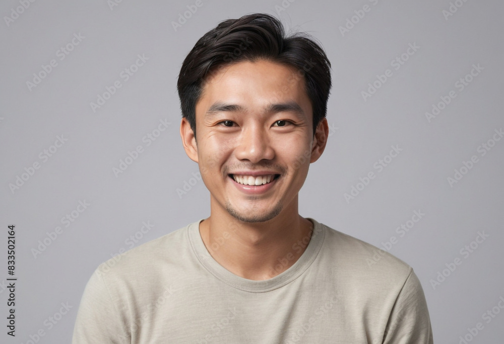 portrait view of a regular happy smiling Asians man , ultra realistic, candid, social media, avatar image, plain solid background portrait view of a regular happy smiling Asians man , ultra realistic, candid, social media, avatar image, plain solid background