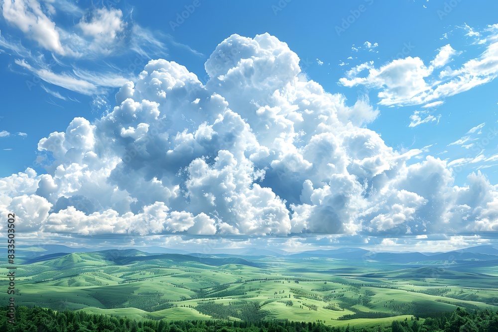 Obraz premium White clouds over the prairie