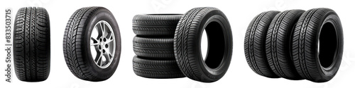 Black car tyres vehicle set photo
