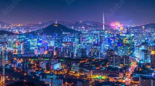 Wallpaper Mural Colorful fireworks in Seoul ,South Korea Torontodigital.ca