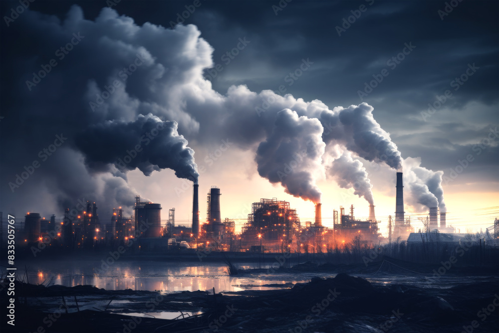 smoke of factory on background smoke of factory on background
