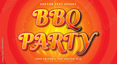BBQ Party editable text effect Template with cooking background