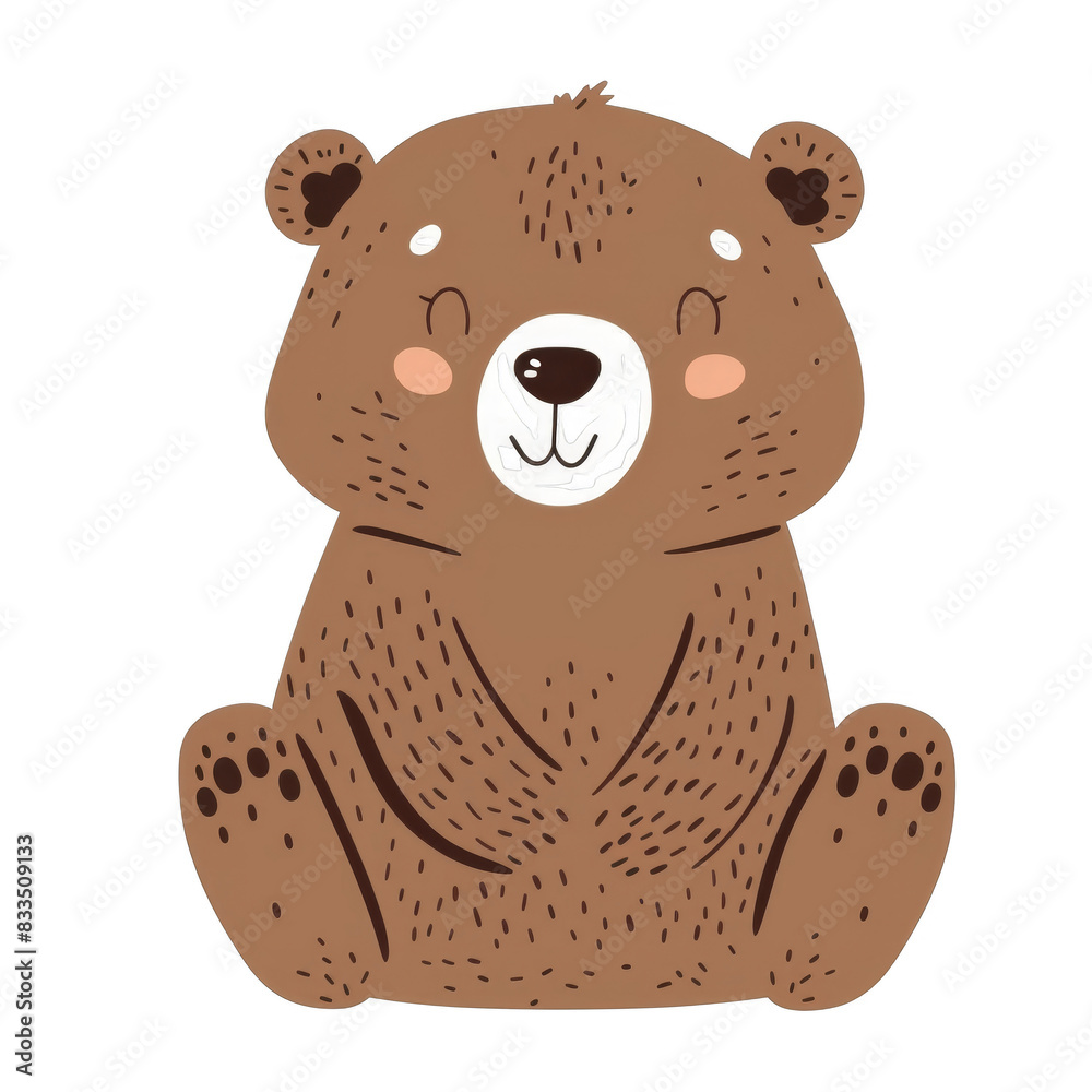 Obraz premium minimalistic cute bear for kids illustration transparent background, PNG