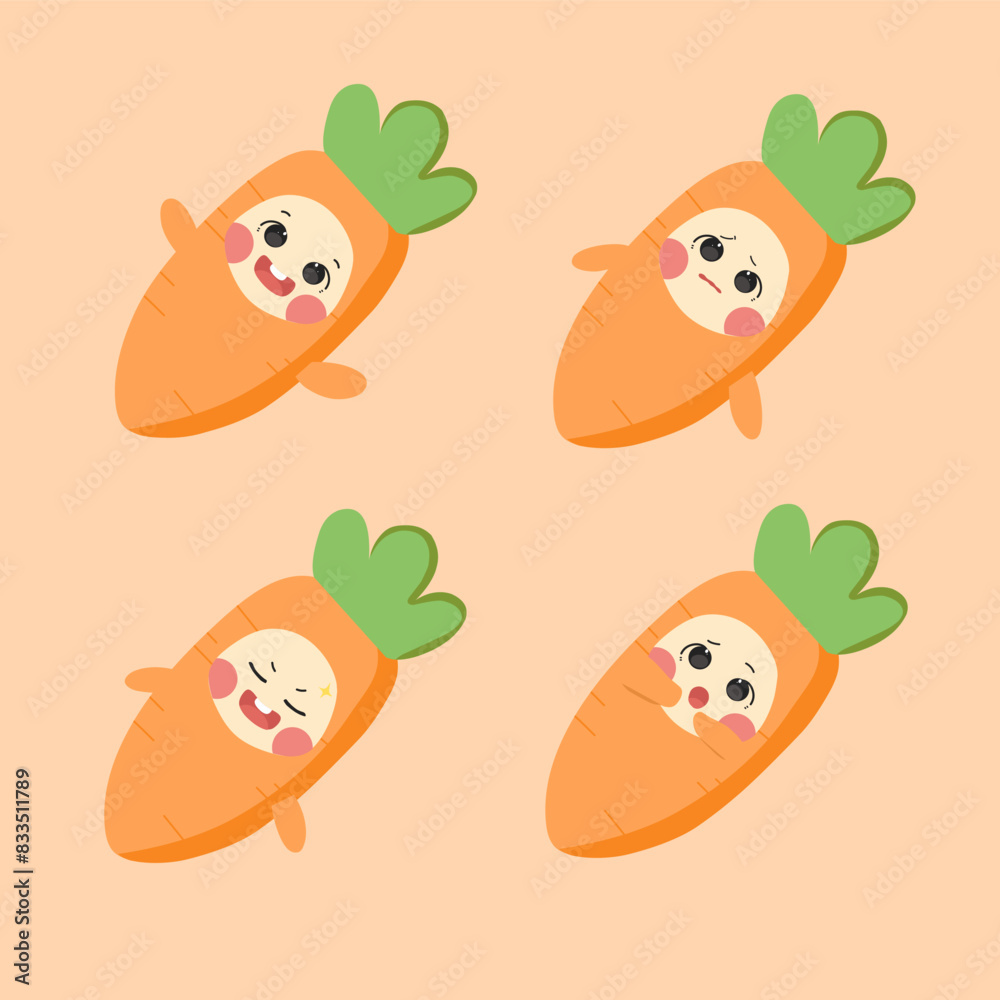 Fototapeta premium set of cute carrot vegetables