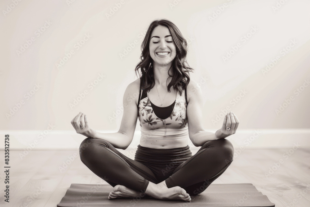 Woman practicing yoga at lotus pose in studio. Woman practicing yoga at lotus pose in studio.