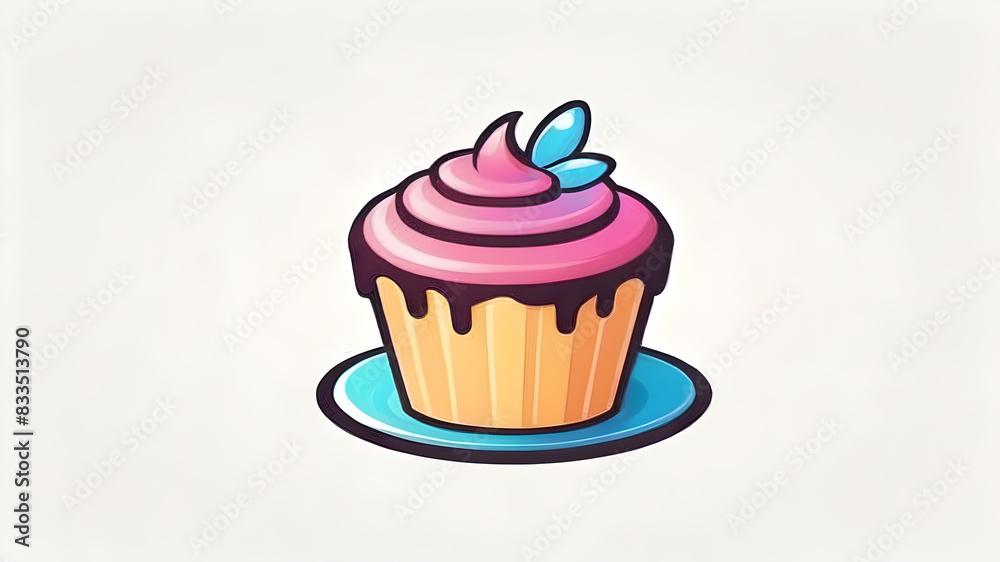Delicious sweet cake themed logo icon symbol emblem on white background, Generative AI Delicious sweet cake themed logo icon symbol emblem on white background, Generative AI