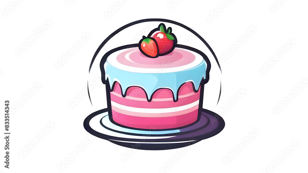 Delicious sweet cake themed logo icon symbol emblem on white background, Generative AI Delicious sweet cake themed logo icon symbol emblem on white background, Generative AI