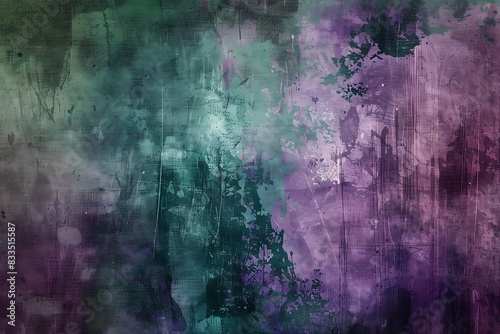 Abstract grunge background with a mix of purple and green hues.