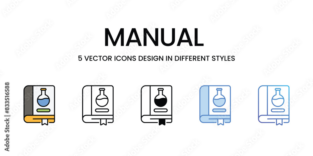 Manual icons vector set stock illustration.