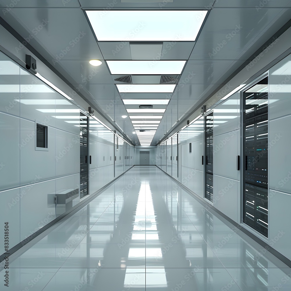 Futuristic Technology Server Room With Glowing Lights Futuristic Technology Server Room With Glowing Lights