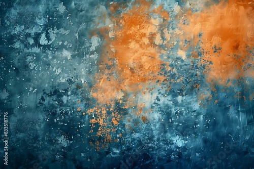 Abstract grunge texture with a blend of blue and orange hues.