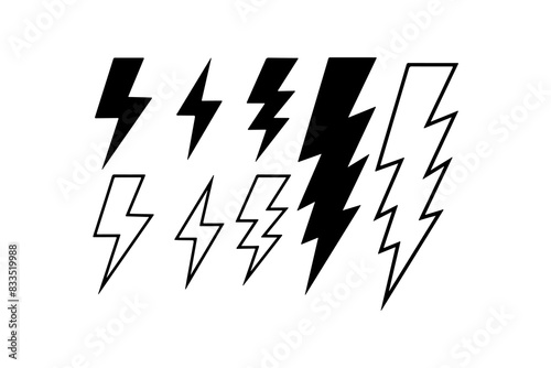 Set of Lightning Bolt. Vector icon.