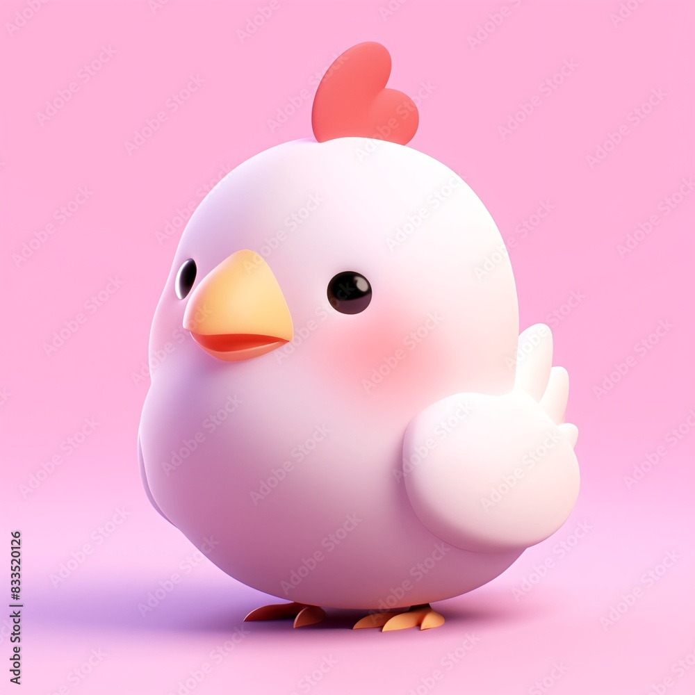 Cute little chicken 3d icon cartoon style