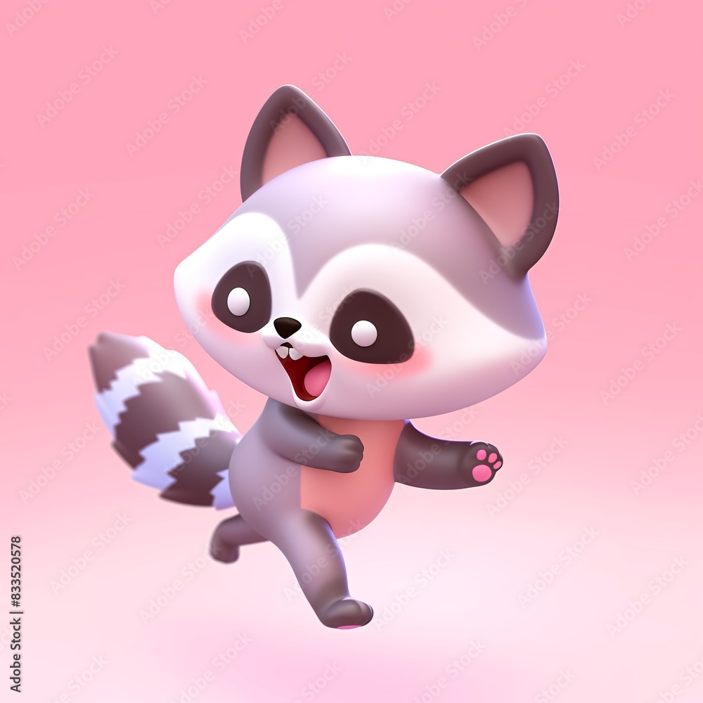 Racoon 3d icon cartoon style Racoon 3d icon cartoon style