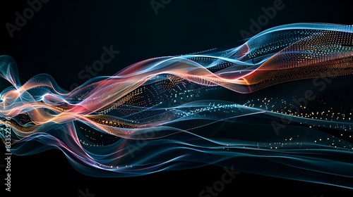 Mesmerizing abstract digital art featuring flowing ribbons of light in vibrant colors