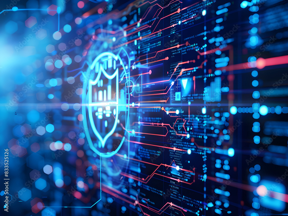 Digital illustration of a firewall symbol protecting network data, concept of cybersecurity and protection. Digital illustration of a firewall symbol protecting network data, concept of cybersecurity and protection.