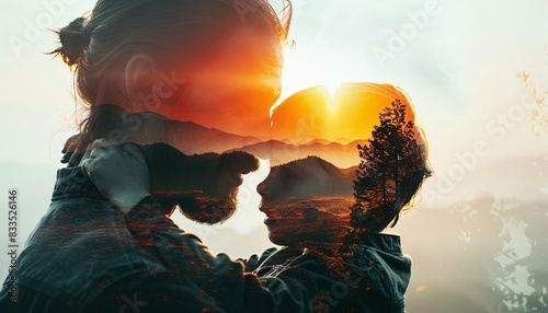 Father and Child Bonding in Double Exposure Shot