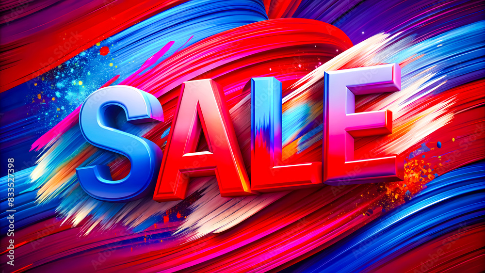 Dynamic 'SALE' Announcement: Bold Typography on a Vibrant Red, Pink, Purple and Blue Brushstroke Background for Eye-Catching Retail Promotions. Dynamic 'SALE' Announcement: Bold Typography on a Vibrant Red, Pink, Purple and Blue Brushstroke Background for Eye-Catching Retail Promotions.
