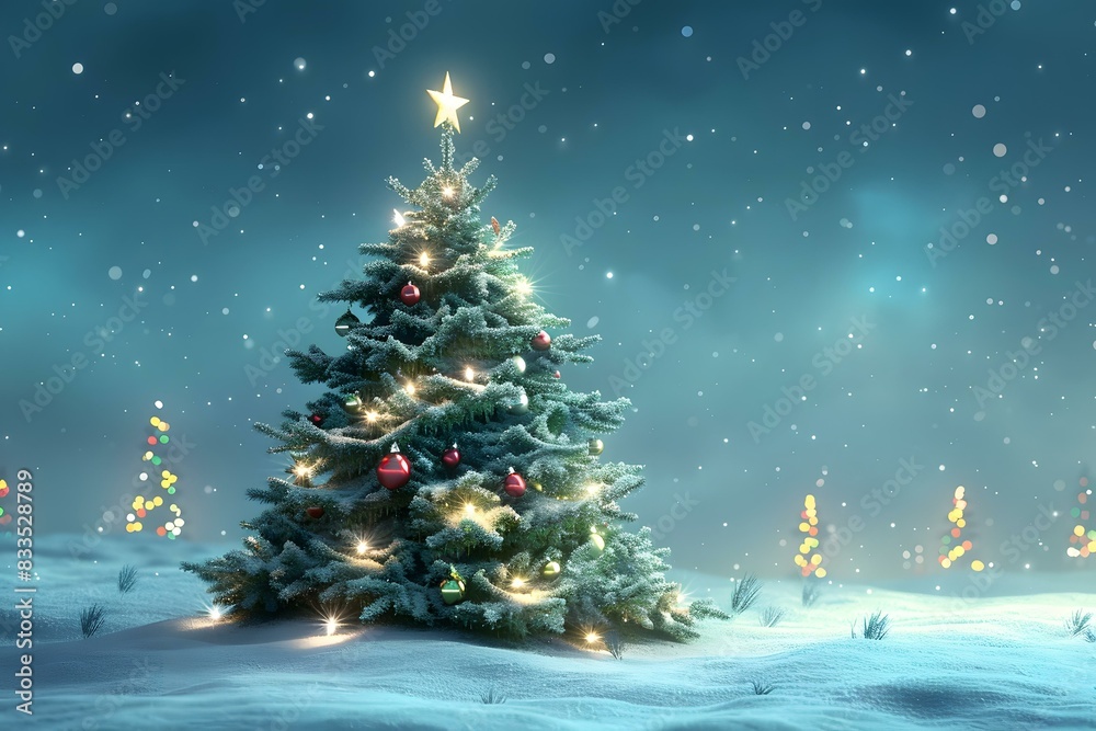 Obraz premium Christmas tree shining in the snow