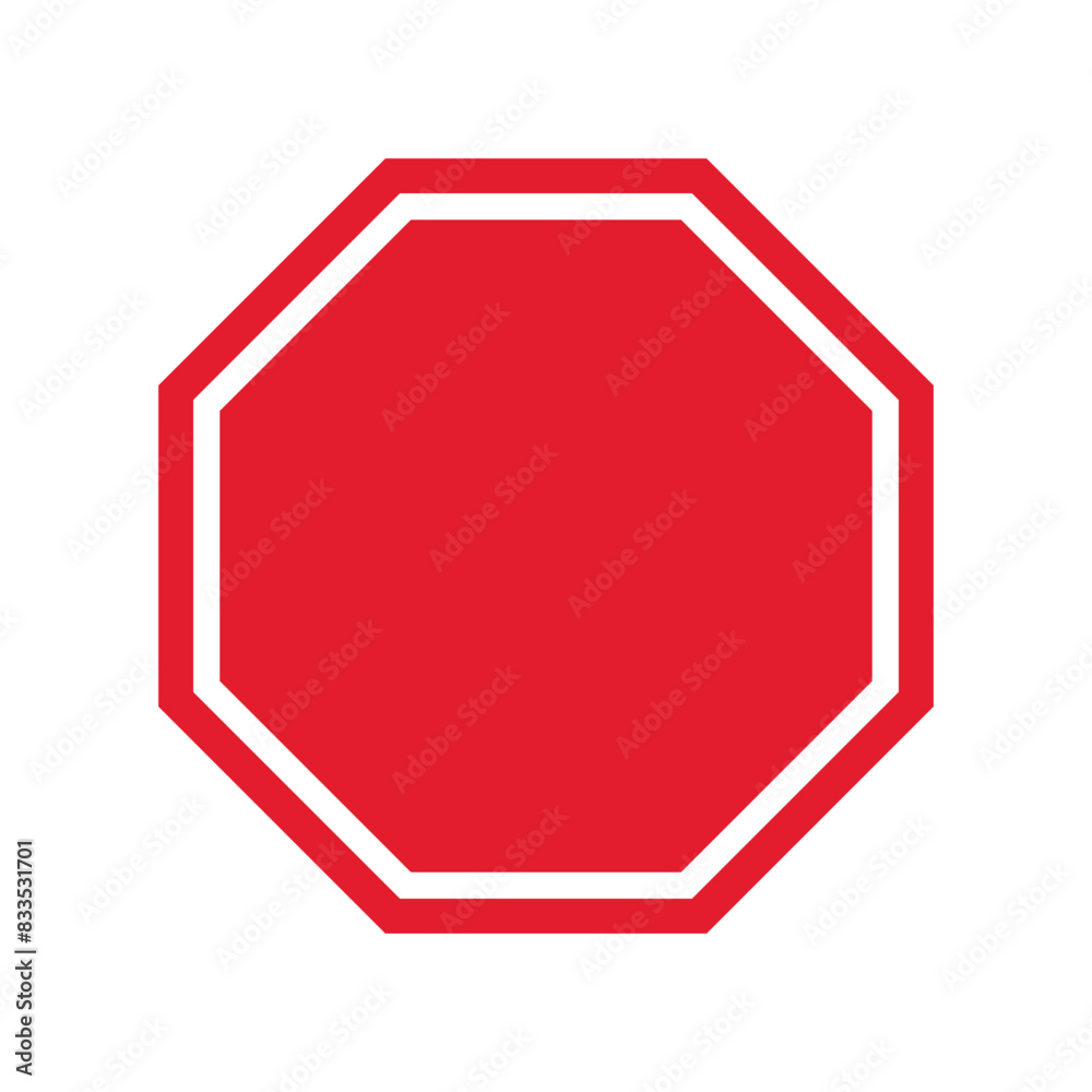 Red blank stop sign vector illustration. empty red stop sign on white background. traffic sign
