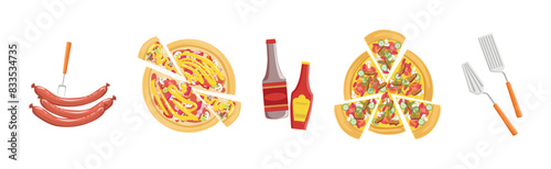 Pizza Cooking Ingredient and Product Item Vector Set