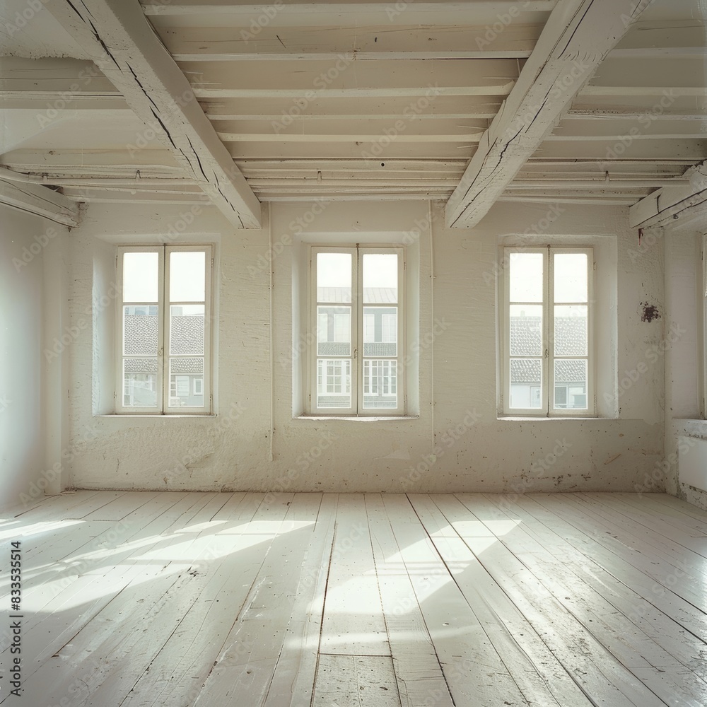 Obraz premium white wall white floor room empty background