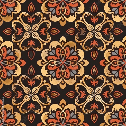 a image of a pattern with a flower on a black background