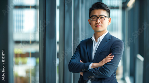 Chinese corporate man with arms crossed