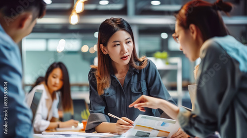 Chinese corporate woman discussing a project