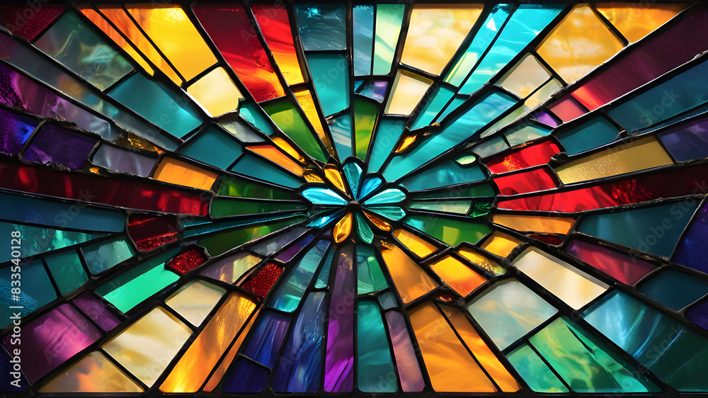 Stained colored glass background pattern, Generative AI Stained colored glass background pattern, Generative AI