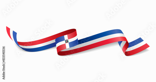 Dominican Republic flag wavy abstract background. Vector illustration.