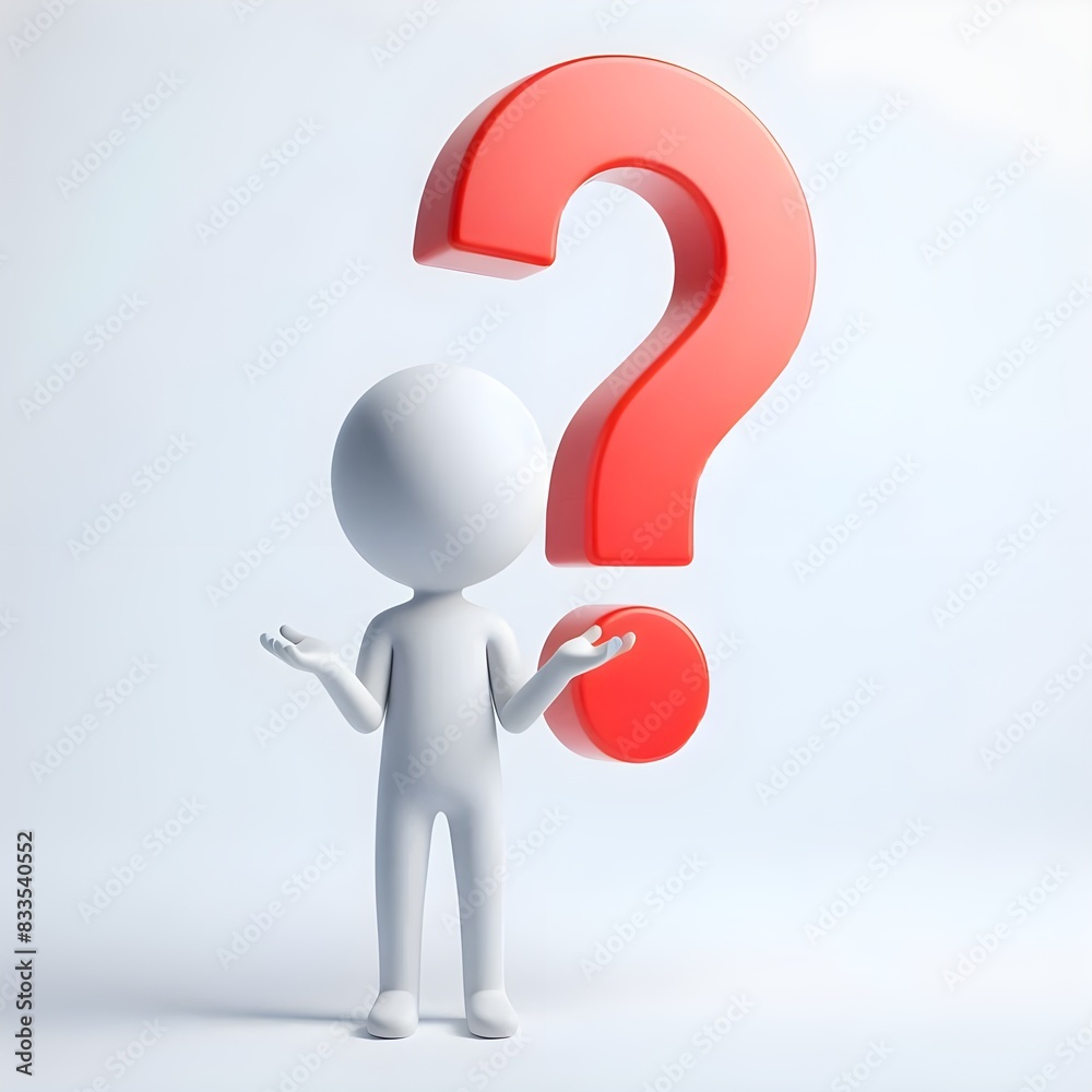 3d human with a red question mark isolated on white background - ai generated 3d human with a red question mark isolated on white background - ai generated