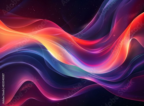 Colorful waves dance in space