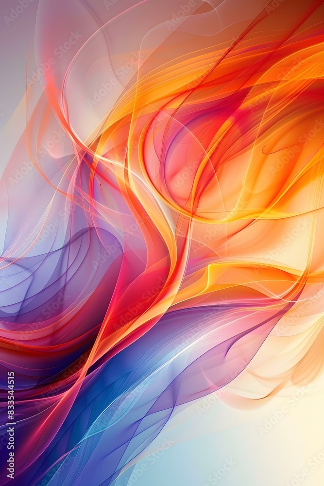 Abstract red orange blue purple white fluid shapes