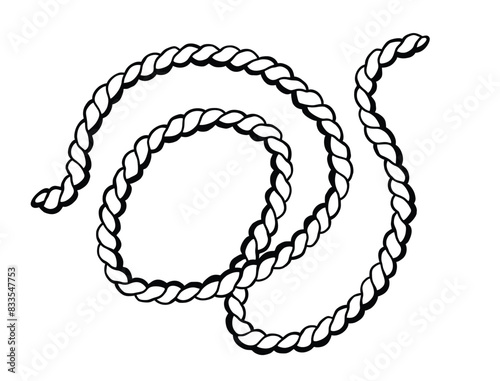 Hand-drawn cowboy rope in doodle style.