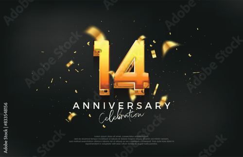 3d 14th anniversary celebration design. with a strong and bold design. Premium vector background for greeting and celebration.