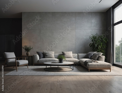 Wallpaper Mural modern minimalist grey living room interior. Torontodigital.ca