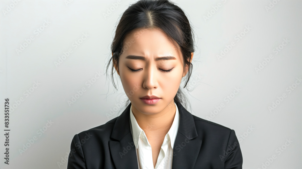 Chinese corporate woman with a sad expression Chinese corporate woman with a sad expression