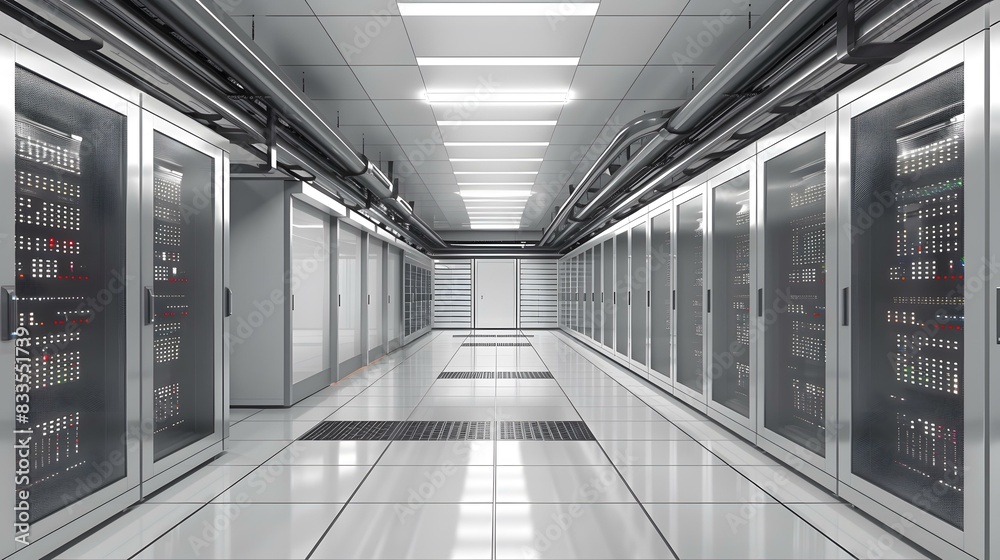 Fototapeta premium Modern data center with rows of server racks