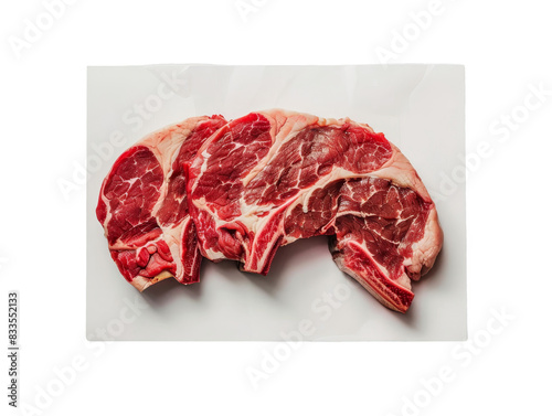 slices of Ribeye meat cut out transparent isolated on white background PNG file photo