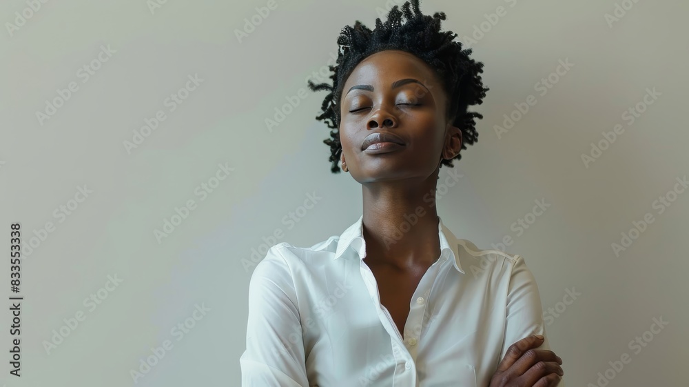 Fototapeta premium Woman in White Shirt Meditating