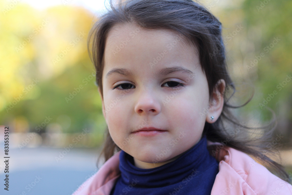 Pink Raincoat, Blue Turtleneck: A Portrait of Autumn Innocence Pink Raincoat, Blue Turtleneck: A Portrait of Autumn Innocence
