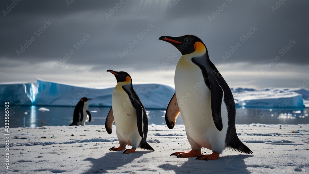 Obraz premium closeup group of wild pinguins in nature