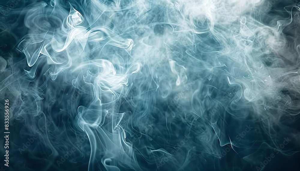 White smoke or fog swirling and billowing against a dark background, creating an ethereal and mysterious atmosphere with varying densities and textures White smoke or fog swirling and billowing against a dark background, creating an ethereal and mysterious atmosphere with varying densities and textures