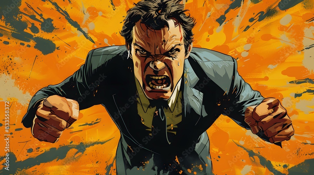 man in suit screaming with hands clenched man in suit screaming with hands clenched