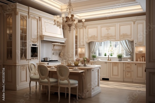 Kitchen interior in the style of quiet luxury