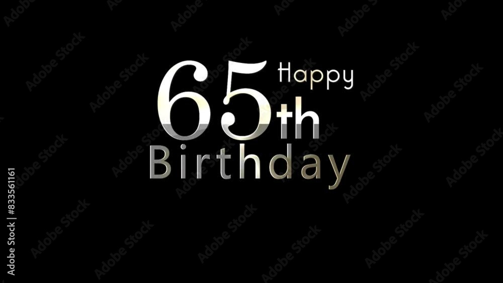 Happy 65th birthday greetings, white particles, sixty-five years Happy 65th birthday greetings, white particles, sixty-five years