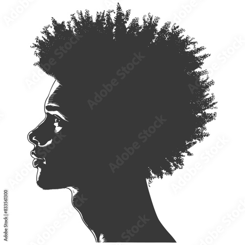 silhouette man head with afro hair style black color only