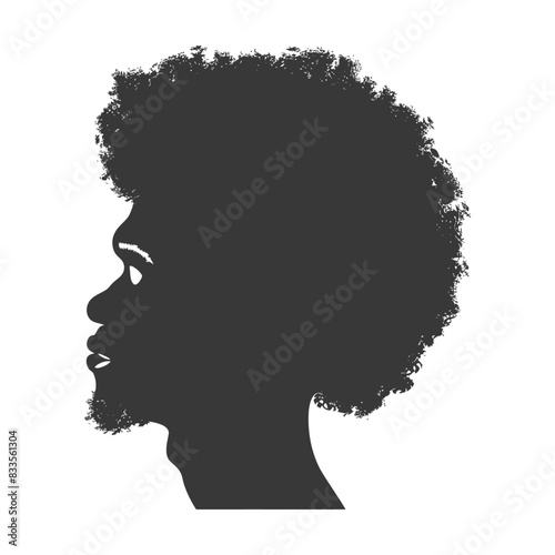 silhouette man head with afro hair style black color only
