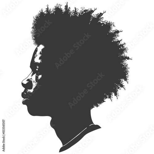 silhouette man head with afro hair style black color only